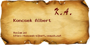 Koncsek Albert névjegykártya