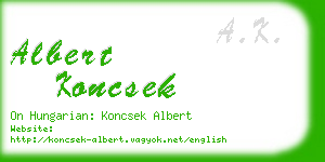 albert koncsek business card